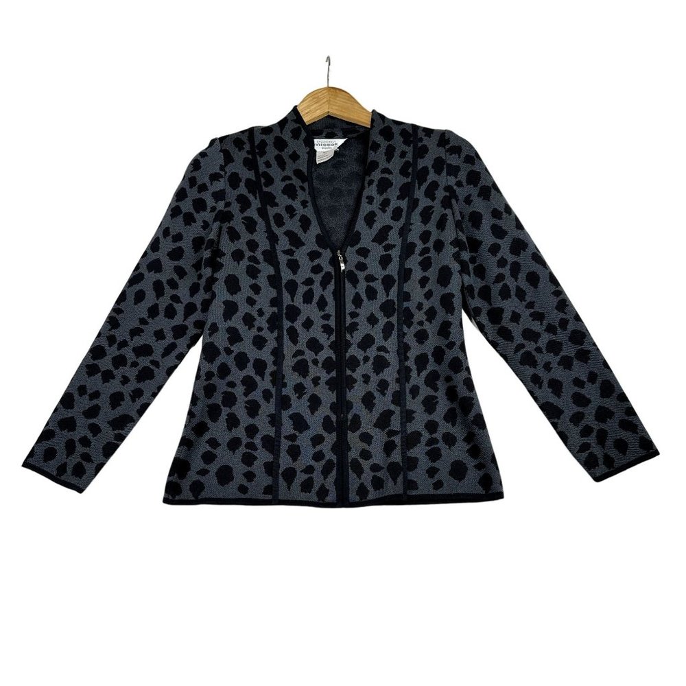 MIsook Animal Print Full Zip Blazer sz XXS‎ Gray/Black
